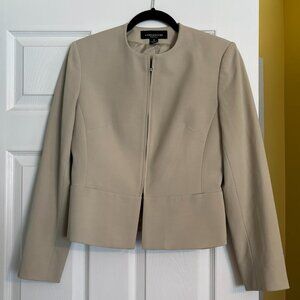 Jones New York Essentials Beige Jacket Blazer Front Zipper Size 4